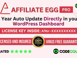 Affiliate Egg Pro With Original License Key For 1 Year Auto Update.