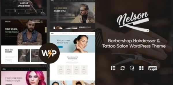 Nelson Barbershop Hairdresser Tattoo Beauty Salon WordPress Theme Nulled