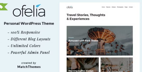 Ofelia Travel Personal WordPress Blog Theme Free Download