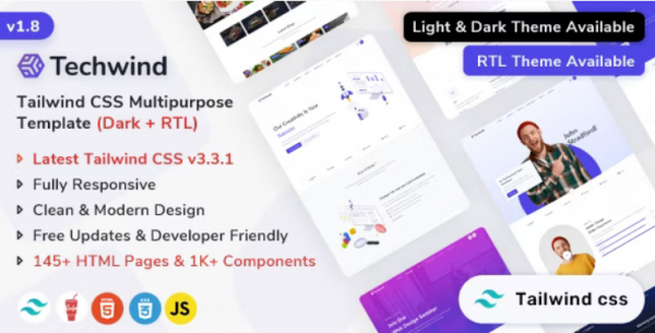 Techwind Tailwind CSS Multipurpose Landing Page Template Nulled