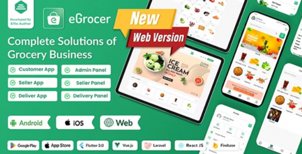 eGrocer Nulled Online Multi Vendor Grocery Store eCommerce Marketplace Flutter Full App with Admin Panel Free Download